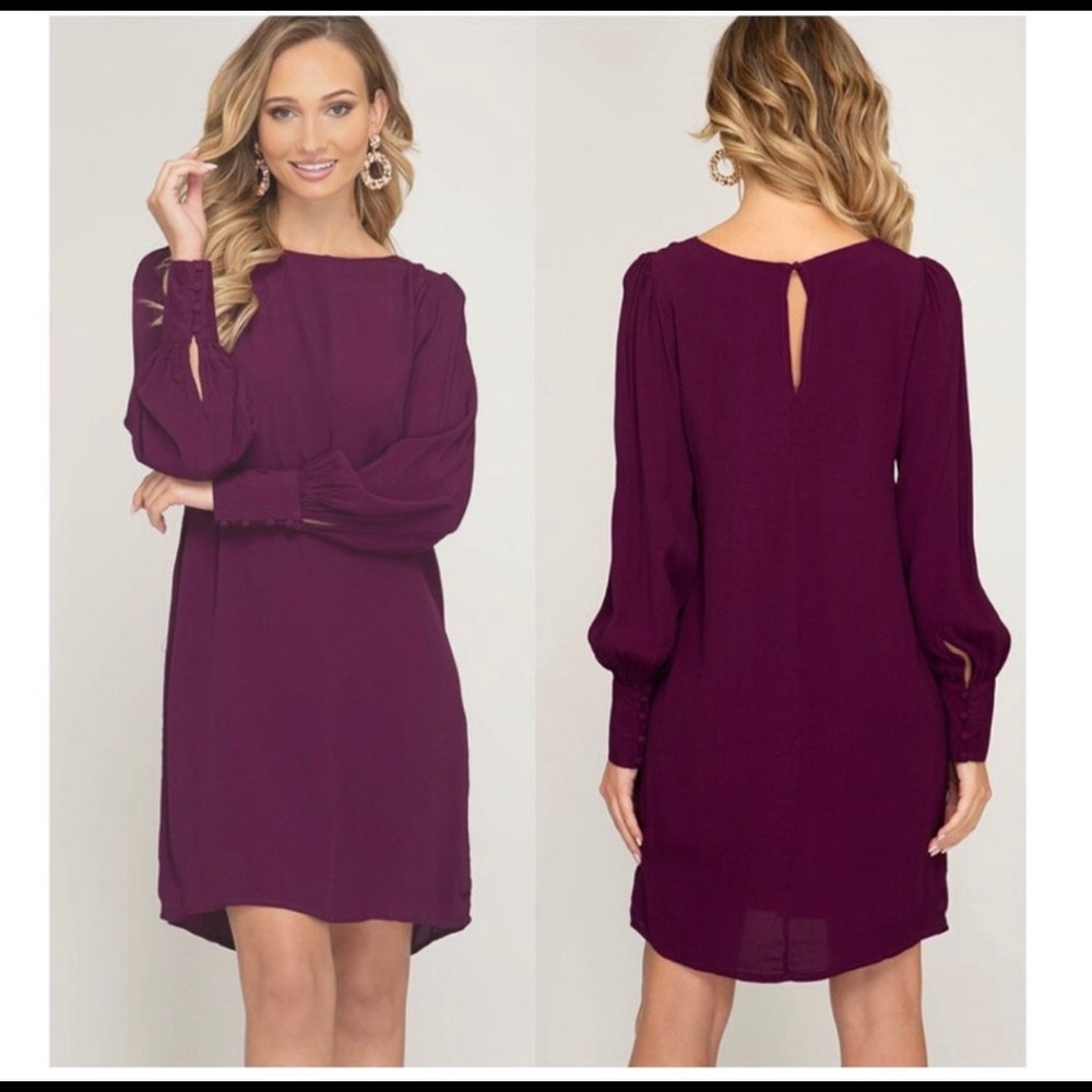 ☘️HP☘️She + Sky Long Sleeve Shift Dress